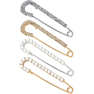 Anti-Glare Hat Clip Collar Pin Double-Layer Imitation Pearl Brooch Suitable for Women and Girls Fashion Concealer Button Decoration