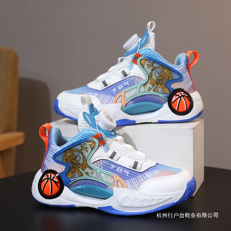 British Trendy European Basketball Shoes for Boys, Training Sneakers for Middle and Large Children, Lightweight and Breathable Sports Shoes