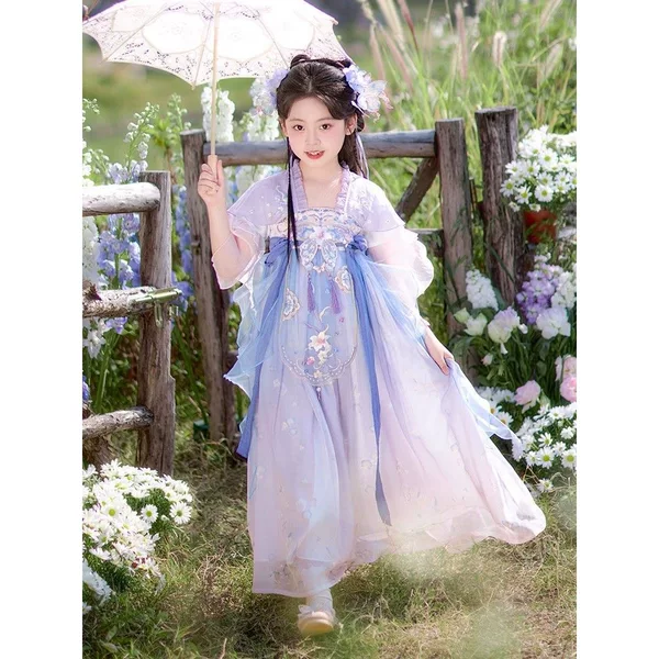 Ancient Style New Han Dynasty Girls 2025 Kidsren's Ancient Style Tang Suit Dress Girls Chinese Style Ancient Costume Fairy Princess Autumn