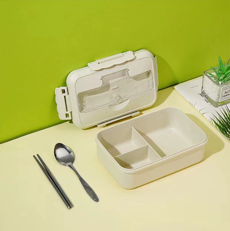 Ланчбокс для студентов Bento, 3 отделения, микроволновый ПП с прибором (ложка/вилка/палочки)