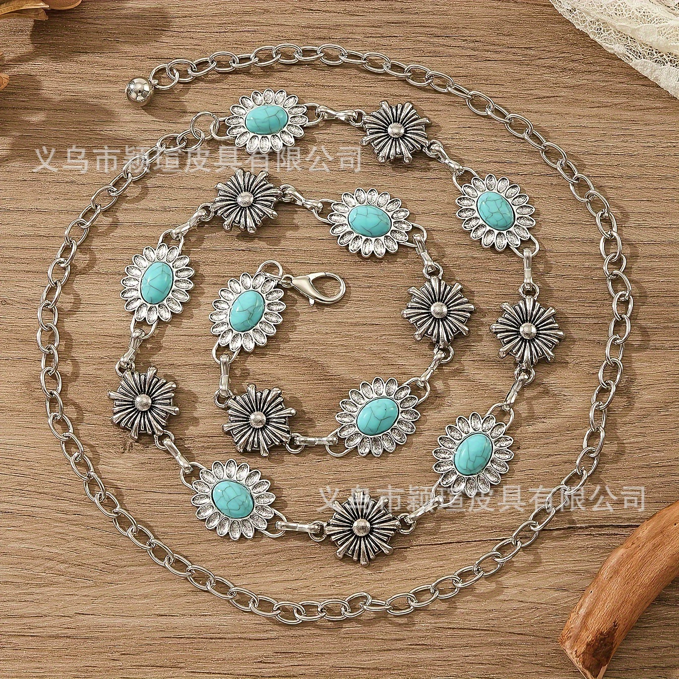 Ретро этническая цепь, turquoise камень инlay, универсальные модные украшения, металлический пояс, этно стиль