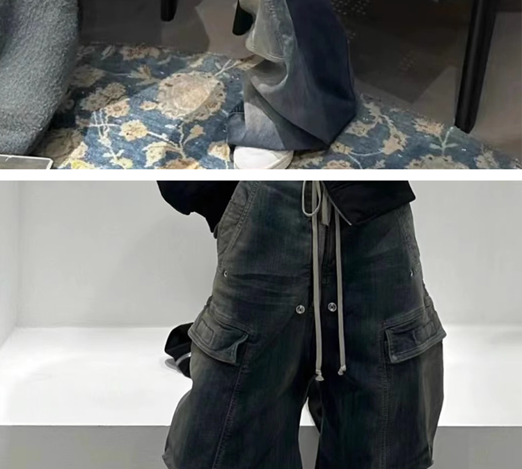 Men's Clothing VINTAGE GARC niche trendy brand RO style wide leg multi pocket flared distressed jeans men's vibe cotton_voghion.com