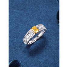 仙璨珠宝2022新款925银高碳钻祖黄钻5*7mm雷迪恩切割欧美爆款指环