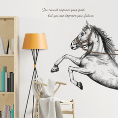 Running Horse English Slogan Wall Sticker for Living Room Bedroom Decor Self Adhesive Wall Sticker
