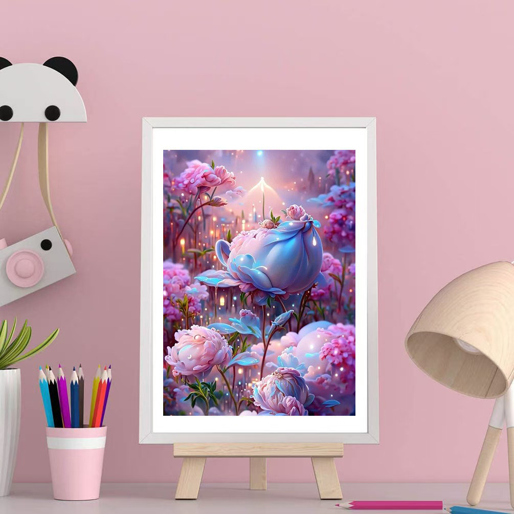 Flores paisajísticas llenas de diamante DIY pintura de diamante hecha a mano Rubik cuadrado conjunto de pegatinas de diamante cross-border DIY pintura de diamante hecha a mano