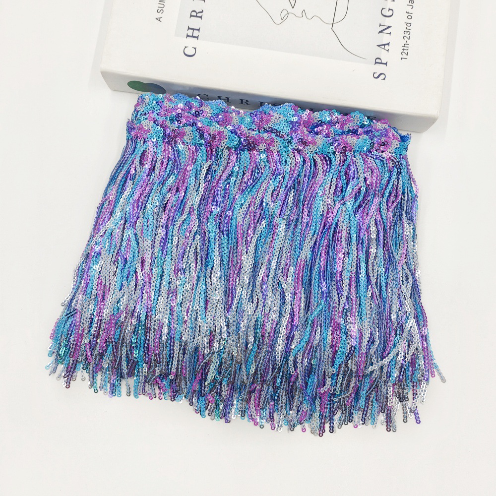 Accesorios de Encaje con Flecos de Lentejuelas Bordadas con Borde de Pico de Montaña de 17 cm y 35 Colores para Disfraces de Danza Latina, Zapatos y Bolsos