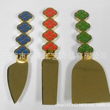 四叶草珐琅手柄芝士刀铲套装 厂家定制合金手柄不锈钢西餐刀叉铲