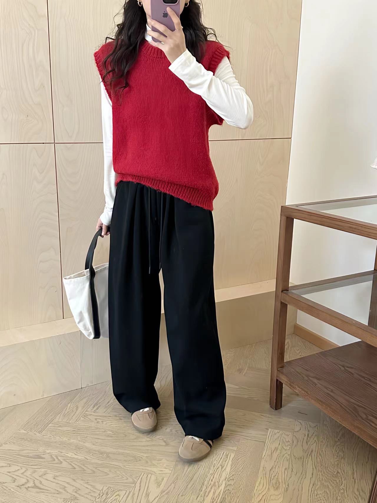 Finna Fu estilo coreano de principios de otoño pantalones de piernas anchas rectas para mujeres pantalones deportivos casuales de color macarón sueltos pantalones de algodón image 7