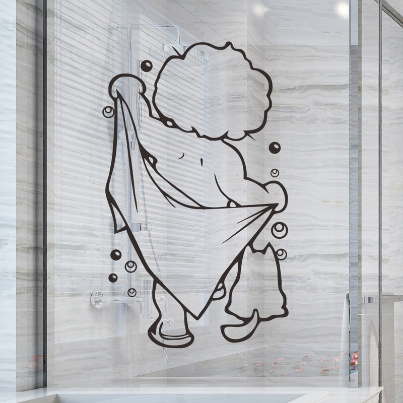 Shangyi SP8217 little boy bath bathroom wall stickers self-adhesive waterproof bathroom decoration cross-border thermal wall stickers