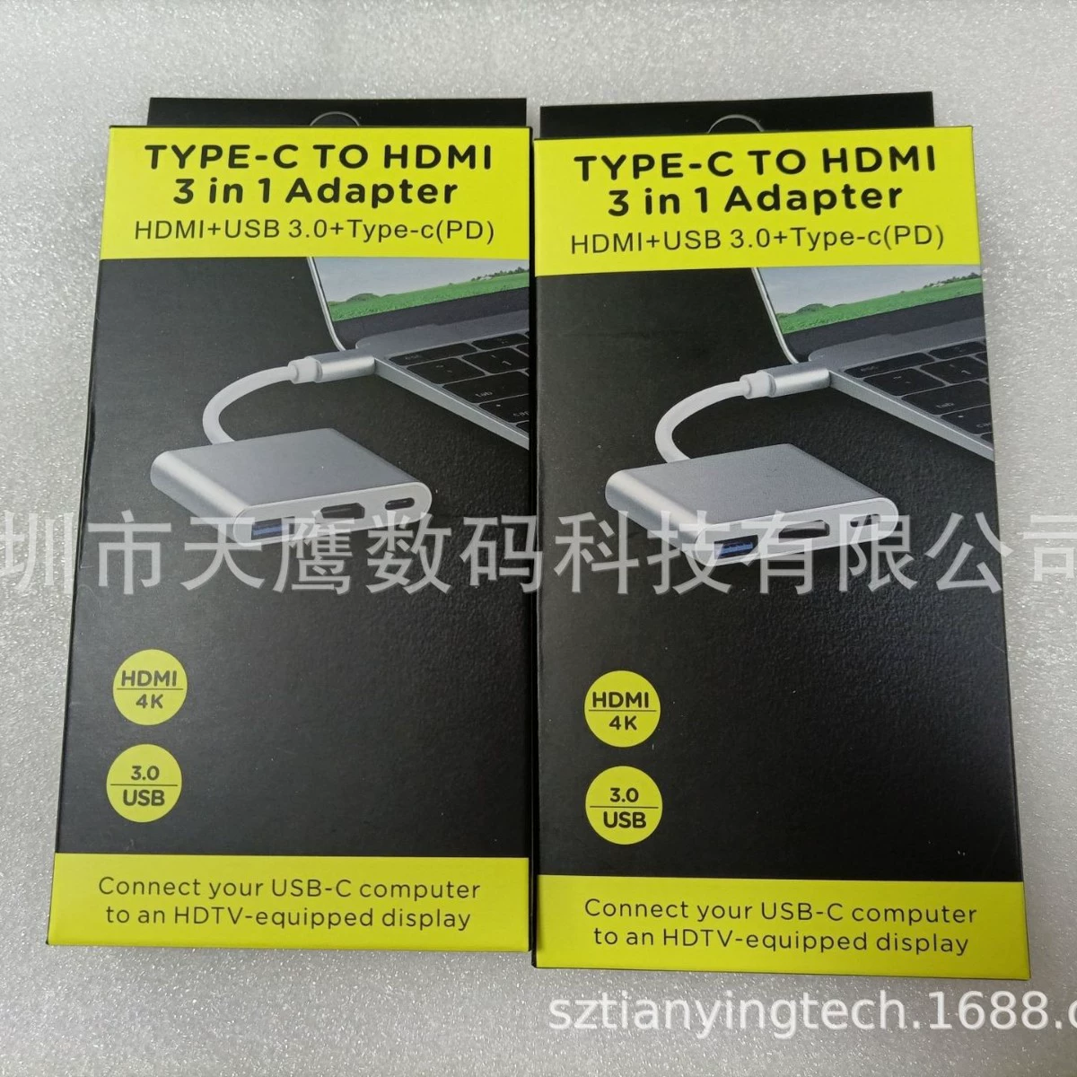 TYPE-C TO HDMI 3 в 1 адаптер HDMI+USB 3.0+Type-c (PD)
