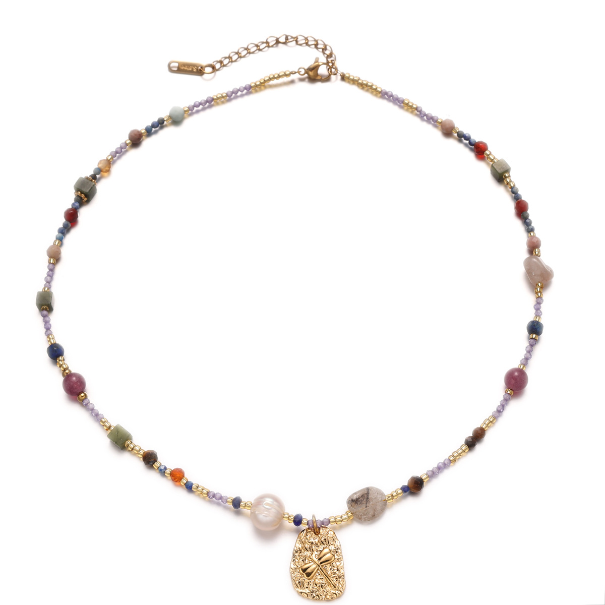 Moda dulce dopamina natural collar de perlas de amor simple goteo de aceite colgante de acero de titanio nueva decoración