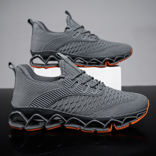 Cross-border Fly Weave Men's Shoes Spring Air Mesh Face Blade Red Sports Running Casual Trendy Shoes Versatile Men Factory Wholesale 