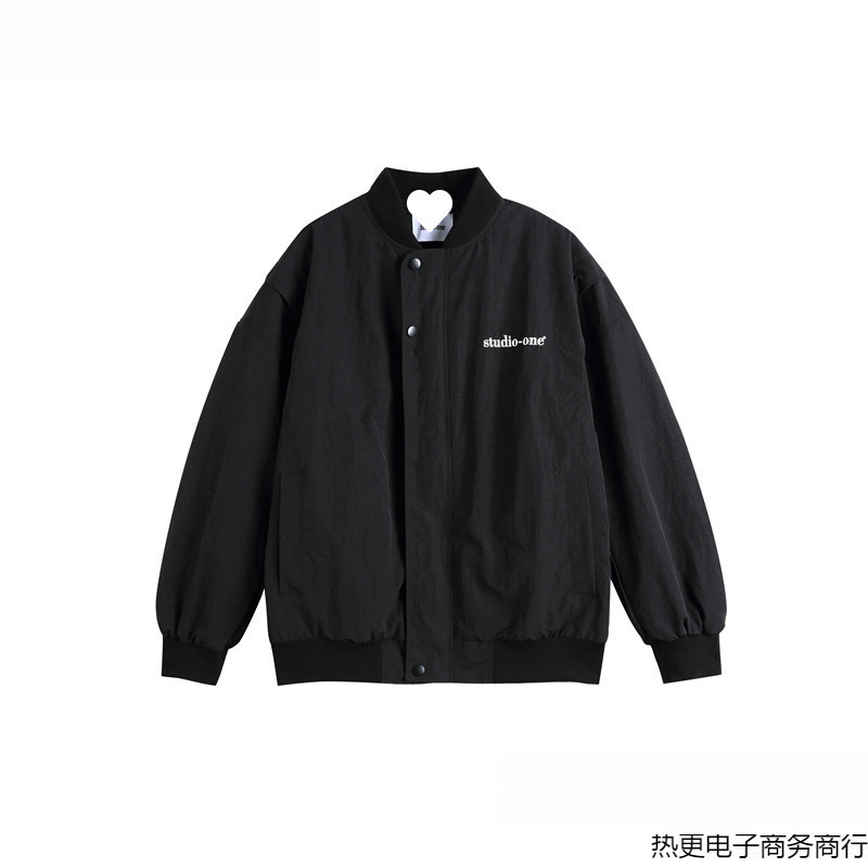 Autumn New American Retro Lapel Work Jacket Japanese Casual Off-White Pink Black Wear-Resistant