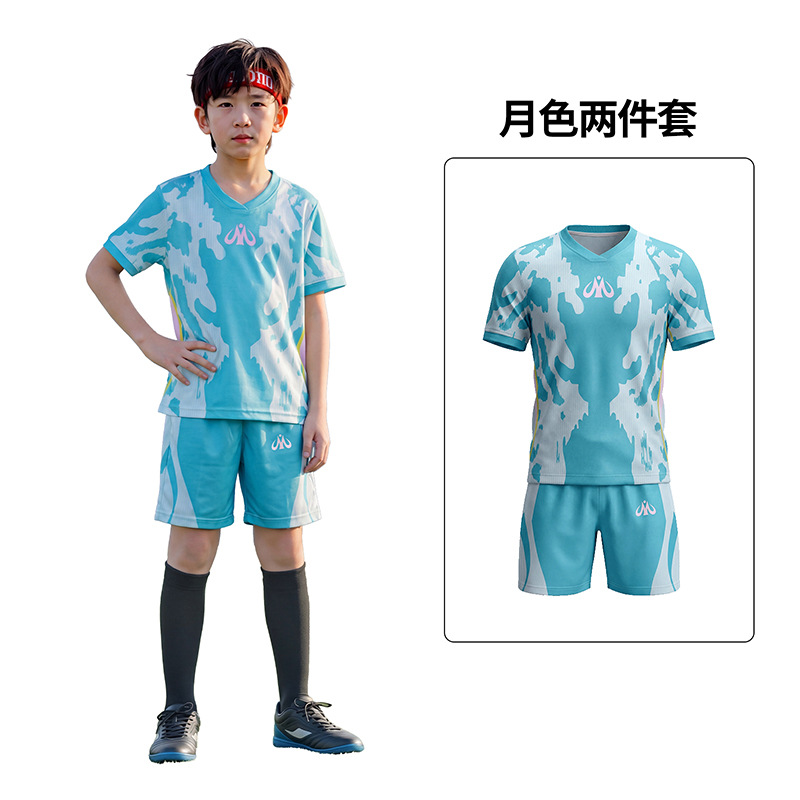 Trajes de fútbol infantil transfronterizos de verano, trajes de entrenamiento para estudiantes primarios, uniformes deportivos de niños y niñas, camisetas de secado rápido image 7