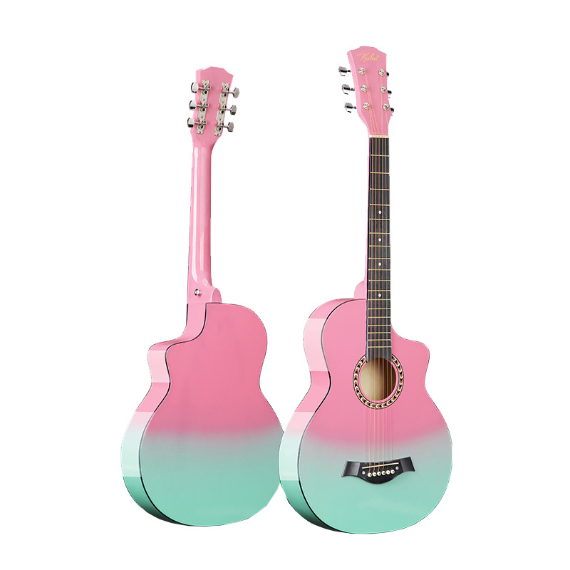 Guitarra al por mayor 38 pulgadas de gran cantidad en stock degradado color madera guitarra principiante práctica piano popular jita Ji