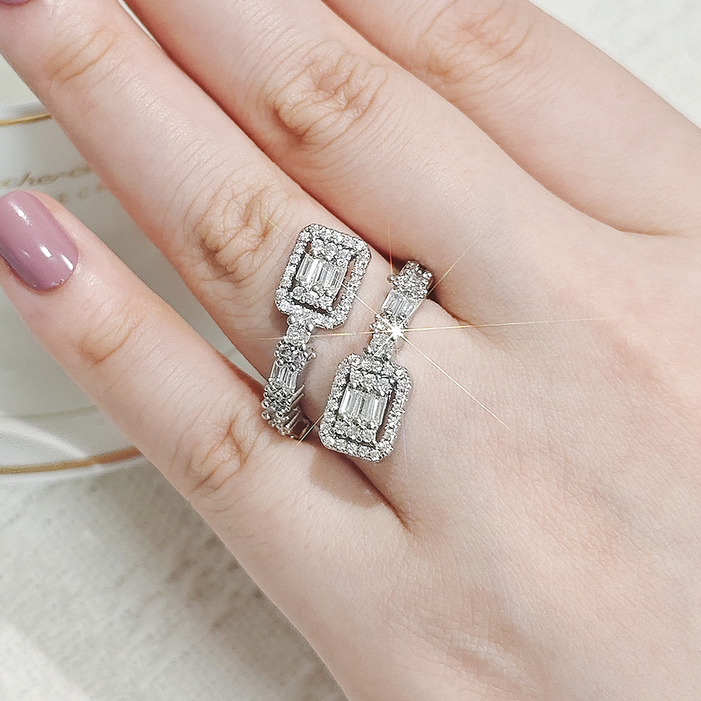 Women's Gender Wholesale Jewelry Shiny Geometric Copper Zircon Inlay Open Rings