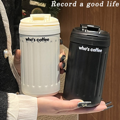 簡約小眾雙飲杯設計感上班族高級學生吸管杯316不鏽鋼保溫杯女ins