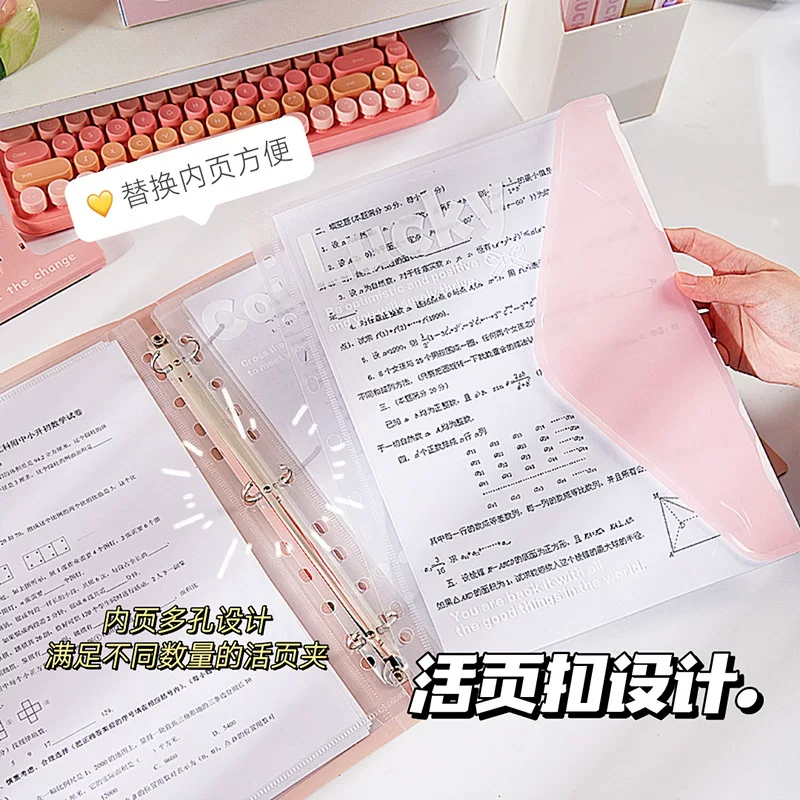 Student A4 Folder Storage System, Multi‑Pocket Binder with Tear‑Off Sheets, Cute Shells