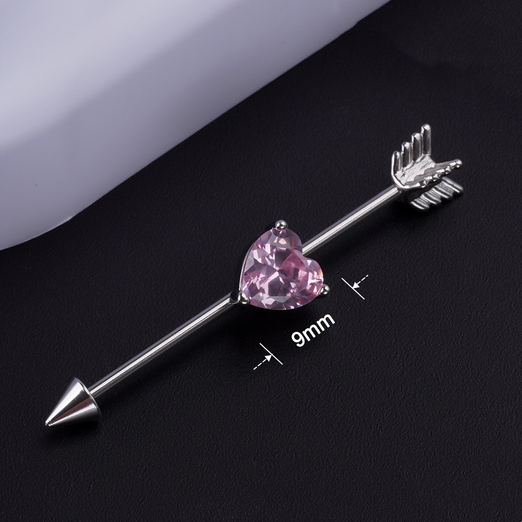 欧米の国境を越えた電気商の新型ステンレス工業横棒ピアス愛桃心バーベル耳骨釘穿刺アクセサリー