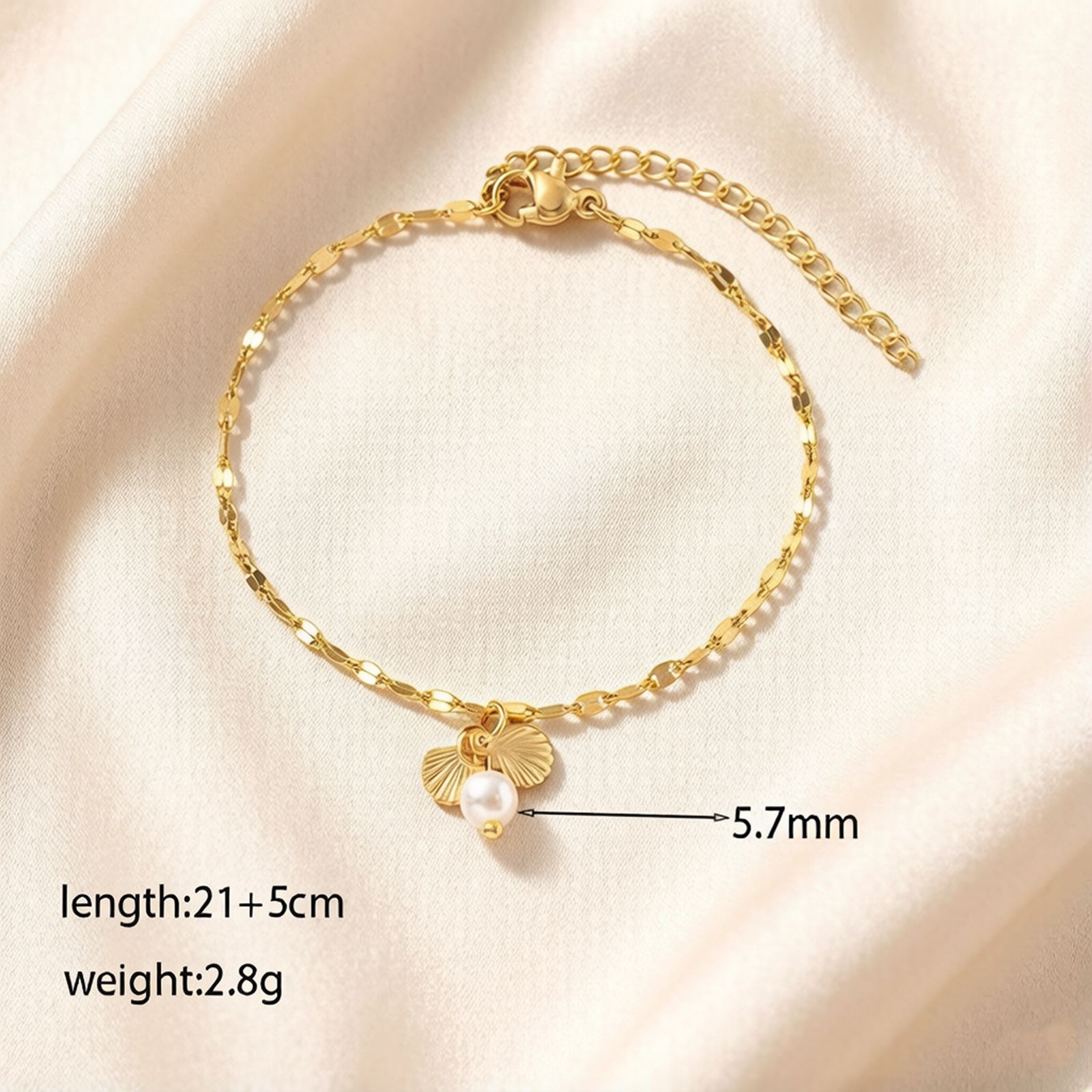 Nuevo estilo transfronterizo de moda europea y estadounidense diseño simple de alto nivel de perlas de conchas de viento marino 18k de oro de titanio de acero para mujeres