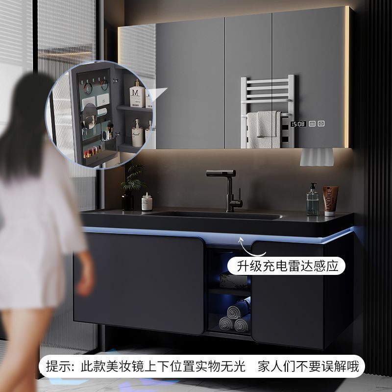 Aima Grey New Style Bathroom Ceramic All-in-One Basin Bathroom Cabinet Combination Toilet Washing Table Ceramic Washing Table Basin Cabinet