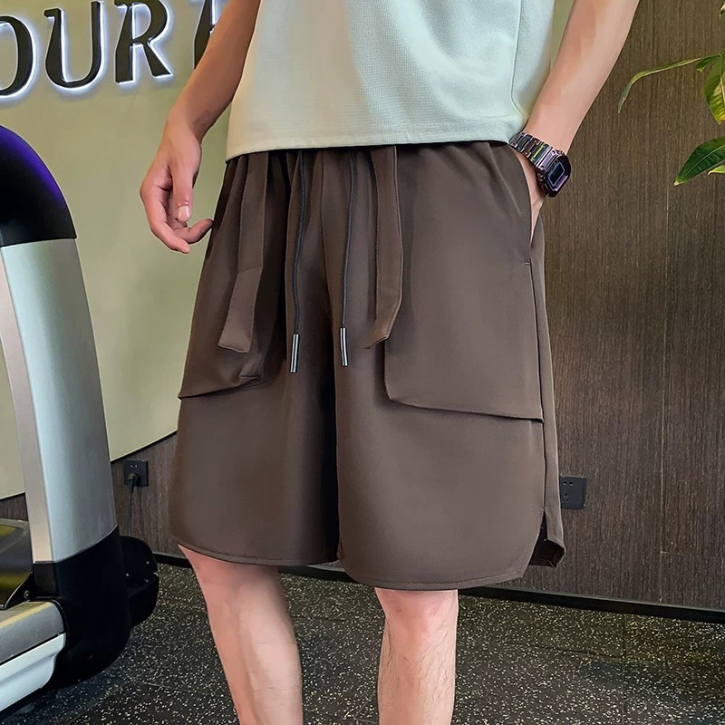 Men's Thin Casual College Style Loose Fit Cargo Shorts Trendy Versatile Functional 5 Inch_viptrois.com
