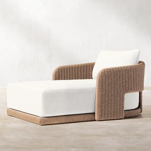 Outdoor Lounge Chair Swimming Pool Leisure Beach Chair Bed Villa Courtyard Large Terrace Rest Bench Rattan Lounge Chair