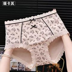 美妃彩依女士三角内裤大码胖mm时尚波点碎花蝴蝶结高弹力三角裤女