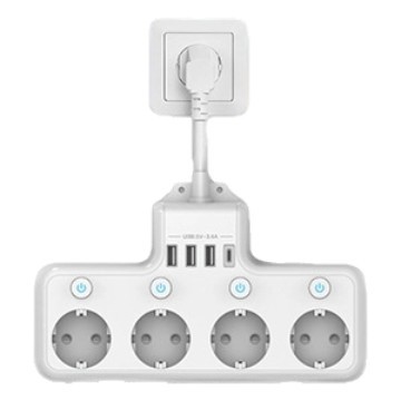 Cross-Border EU Desktop Short Line 4-Port USB Power Strip German Standard Multi-Functional Multi-Socket Outlet_voghion.com