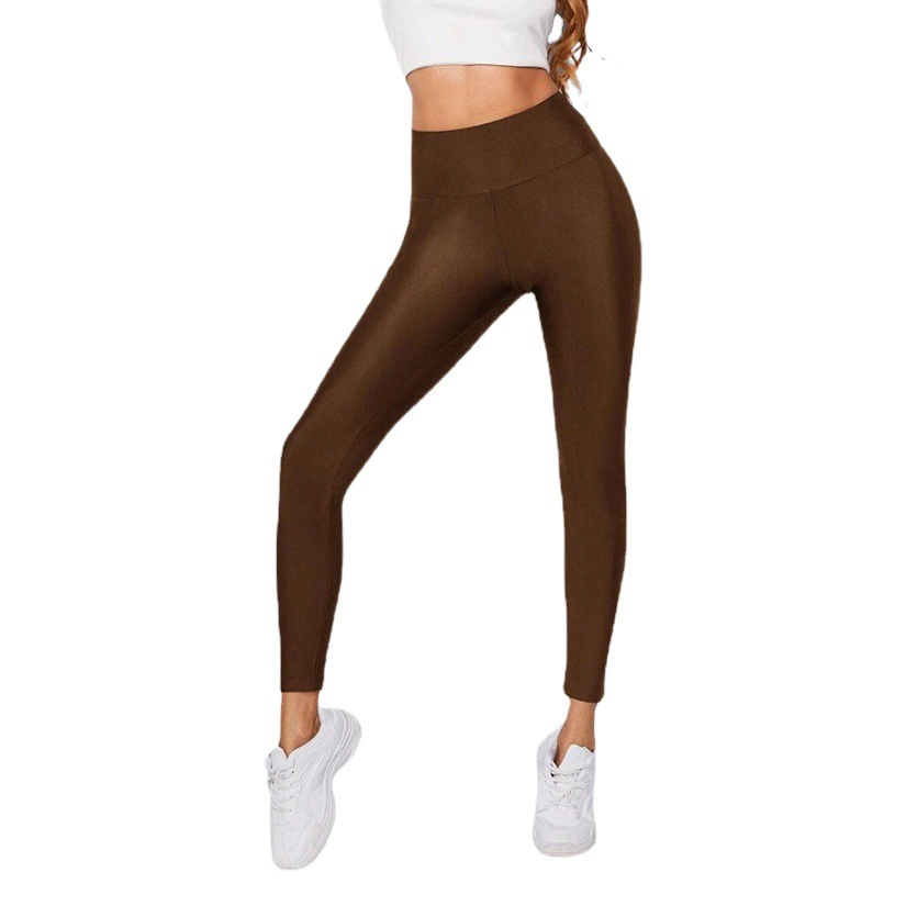 Цветные глянцевые леггинсы в европейском и американском стиле, однотонные колготки с высокой талией, эластичные повседневные спортивные женские брюки, Заводской магазин