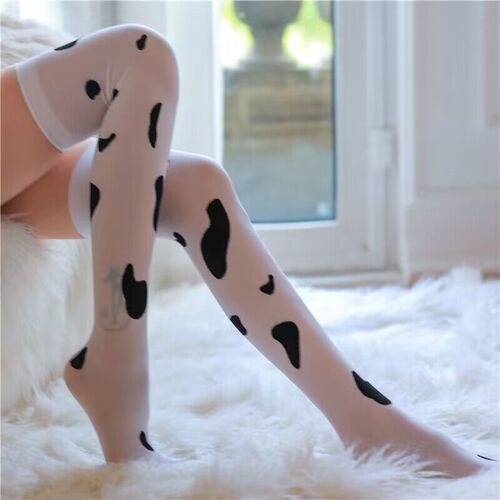 Cute fun cow stockings sexy stockings long milky white spotted socks high top over the knee underwear wholesale