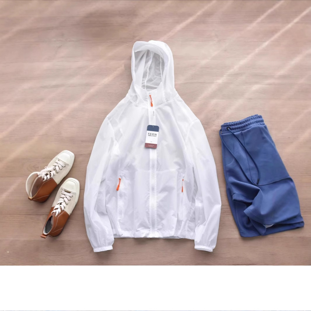 整箱外贸订单！薄如蝉翼 夏季激光打孔透气情侣连帽防晒服皮肤衣