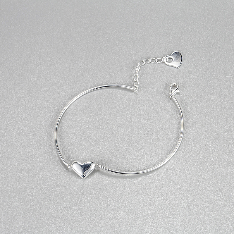 Fashion Heart Shape Silver Plating Bracelets 1 Piece display picture 1
