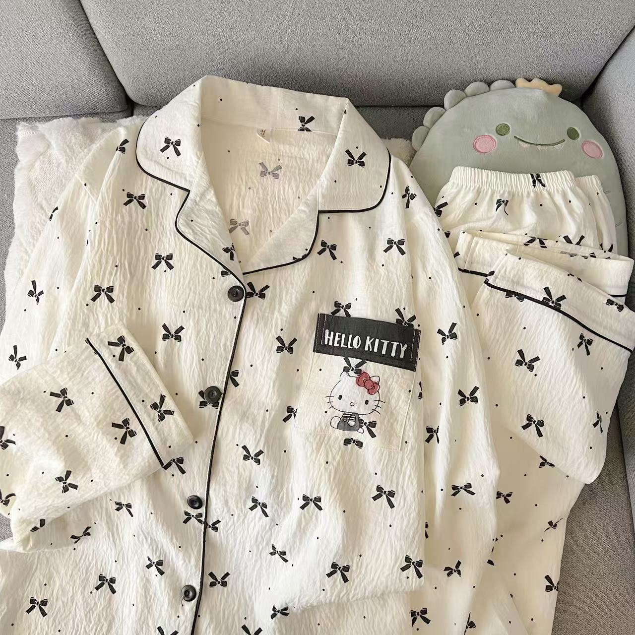Transfronterizo Vietnam al por mayor nubes de algodón pijama de otoño cardigans de dibujos animados con solapa nuevos pantalones de manga larga ropa para el hogar