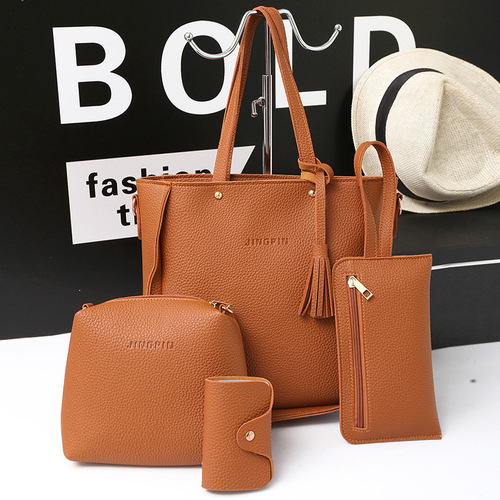 Women's bag  new four-piece set of mother-in-law bag litchi pattern crossbody bag single shoulder trendy handbag manufacturer supply