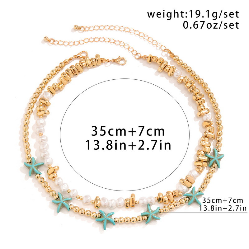 13g Weight Layered Necklaces Classification 1 Piece Quantity Holiday, Daily Occasion Shell Material Starfish Pattern Women's Gender Beaded Design Simple Style, Classic Style Style Simple Style Classic Style Starfish Shell Wholesale Layered Necklaces 4