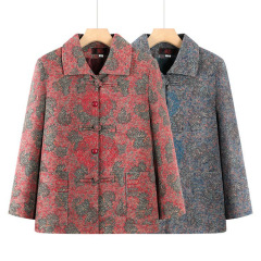 老年人秋装外套女洋气奶奶装新款翻领绣花上衣服老人妈妈春秋夹克
