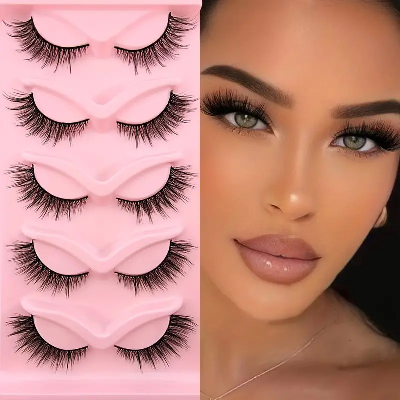 Europa y los Estados Unidos de cinco pares de pestañas falsas de palo duro alargado natural cruzado grueso estilo de vuelo inclinado alargado pestañas
