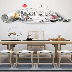 Travel Kang CH39075AB Landscape Scroll Ink Painting Ancient Style Home Decor Wall Background Wall Beautification Decal
