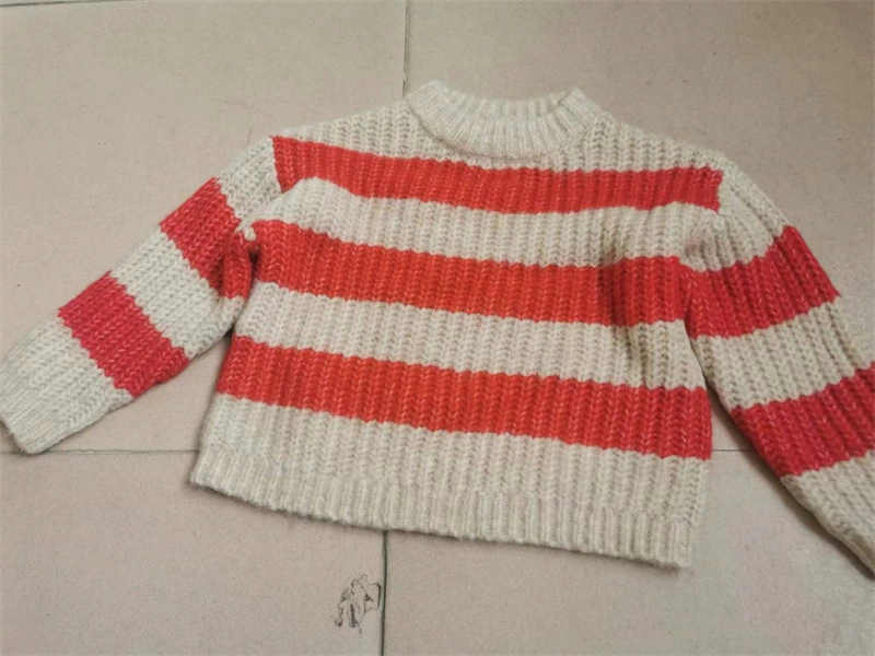 First-hand supply ~ Foreign trade original girls' striped sweaters, medium and large children's versatile fashionable ZAR pullover sweaters