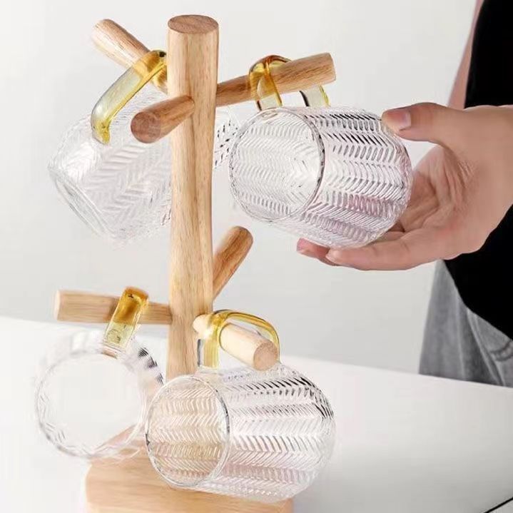Mug Holder Creative Storage Rack Wooden Six-claw Cup Holder Solid Wood Upside down Drain Cup Holder