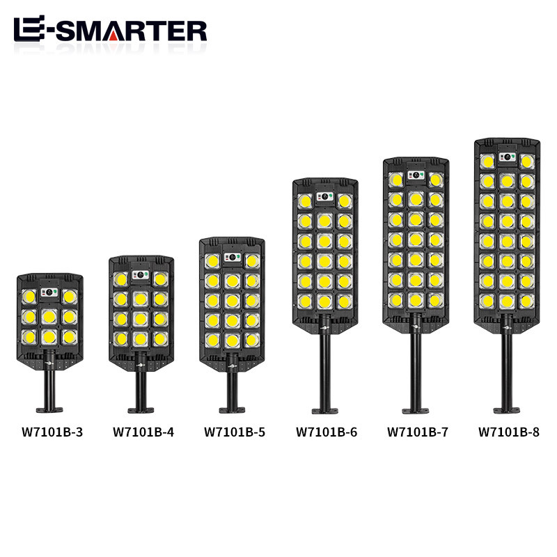 Transfronterizo nuevo LED luz fuerte lámpara de calle pequeña lámpara de calle de tres filas lámpara de jardín solar lámpara de calle de inducción iluminación al aire libre