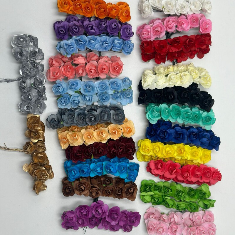 2cm Simulated Medium Plum Blossom Cross-Border Simulated Small Paper Flower Headdress Garland DIY Wedding Candy Box Decoration Accessories