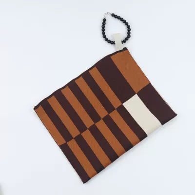 Car tissue box/set, Car multi-functional hanging tissue cover - black-beaded-brown-striped-paper-bag