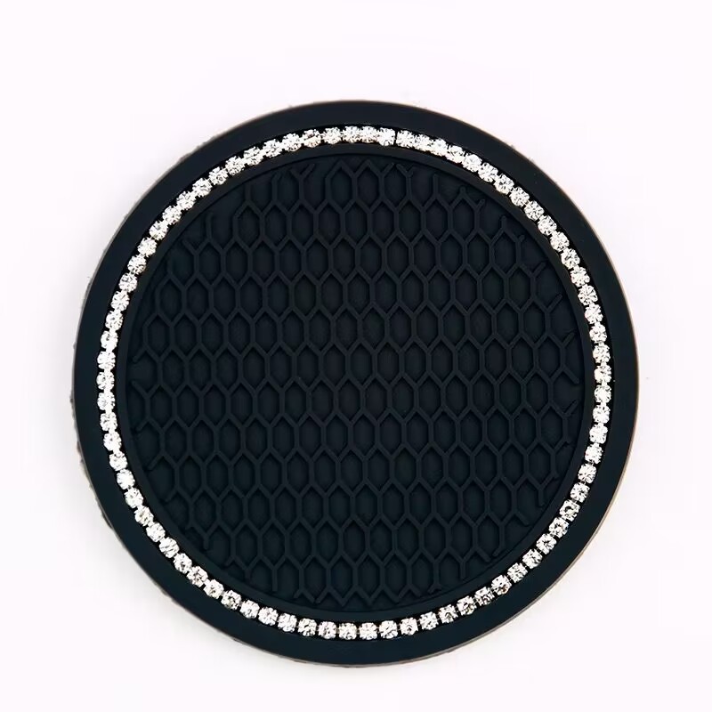 Diamante transfronterizo taza de agua estera redonda de silicona antideslizante estera taza almohadilla de aislamiento térmico rhinestone accesorios creativos del coche
