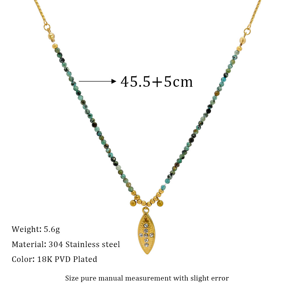 Date, Tea Party Occasion Elegant Geometric 304 Stainless Steel Natural Stone Beaded Chain Necklace In Bulk
