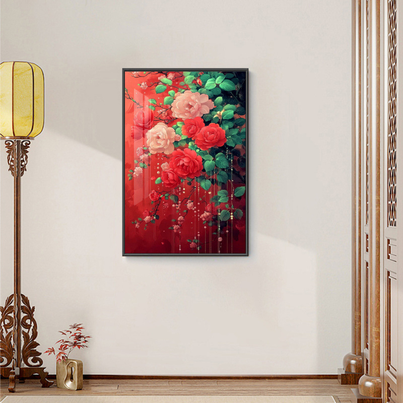 Mona Lisa real bordado cruzado flor floral auspicioso bordado cruzado a mano sala de estar decoración del hogar image 8