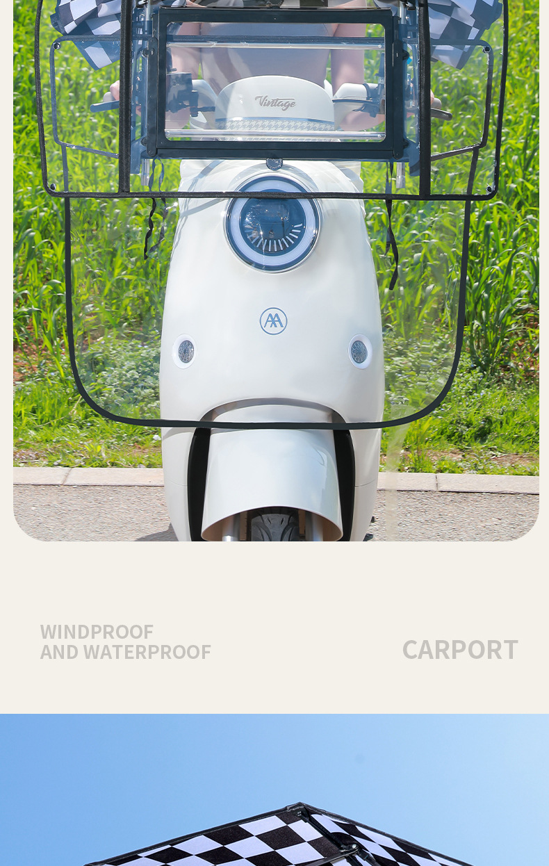 New Model of Electric Vehicle Rain Shelter, Foldable and Retractable Umbrella, Sun Protection and Windproof Cover for Electric Scooters, Detachable
