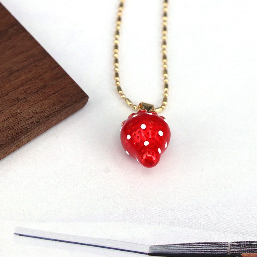 Copper Material Sweet Cherry Fruit Strawberry Alloy Copper  Pendant Necklaces Wholesale