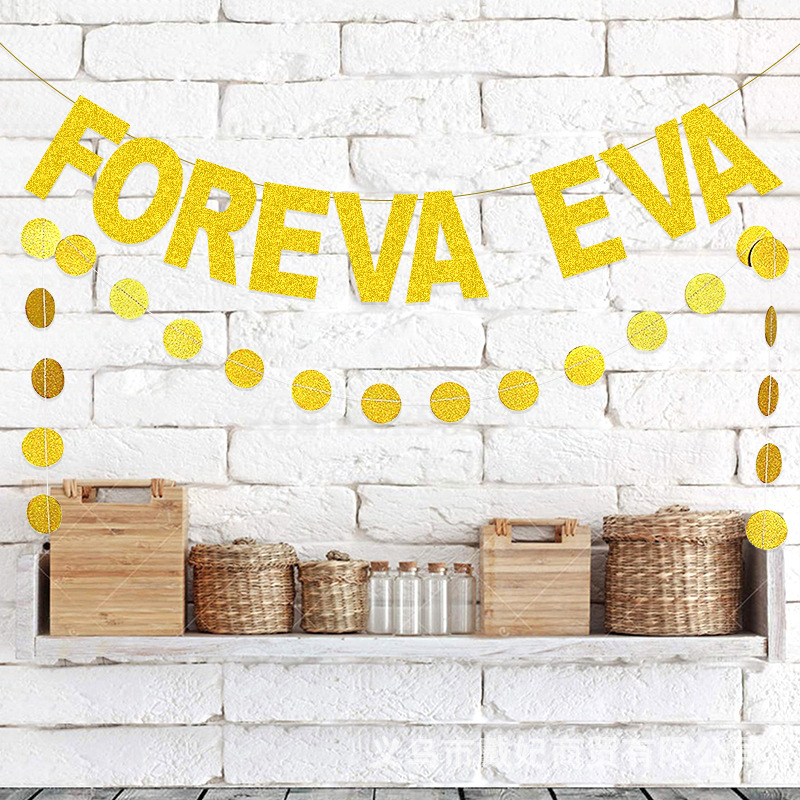 Fiesta de boda decoración compromiso cadena bandera Día de San Valentín tirar bandera pieza redonda tirar flor